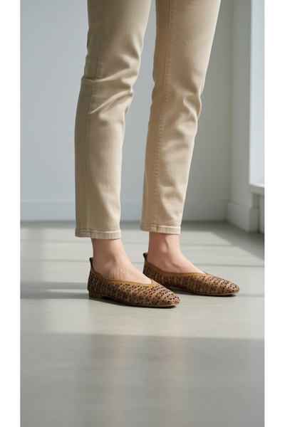 PİERRO SHOES حذاء باليه نسائي من الجلد الطبيعي بتصميم بيلا مقطوع بالليزر للاس...