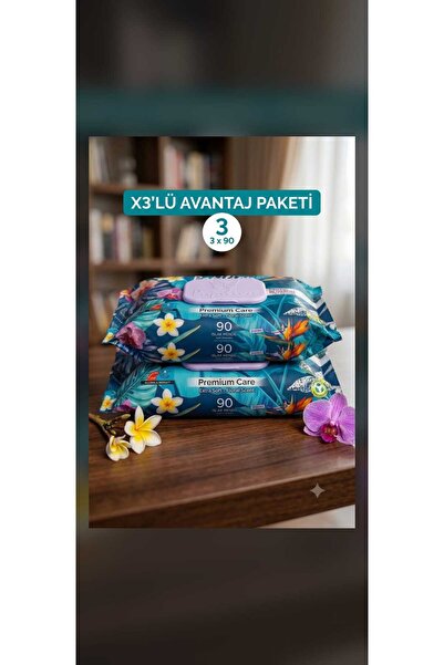 Papillon Papilion Flower Passion Mavi Ferah Kokulu Islak Mendil 90'lı 3'lü Set