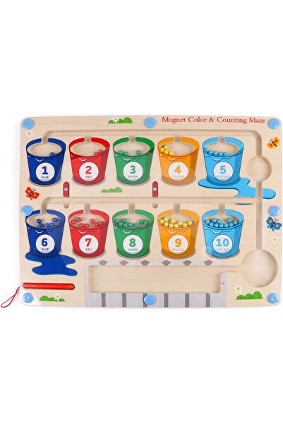 OEM Joc Educațional Magnetic Jacotoys din Lemn 4-în-1, Labirint cu Bile Color...