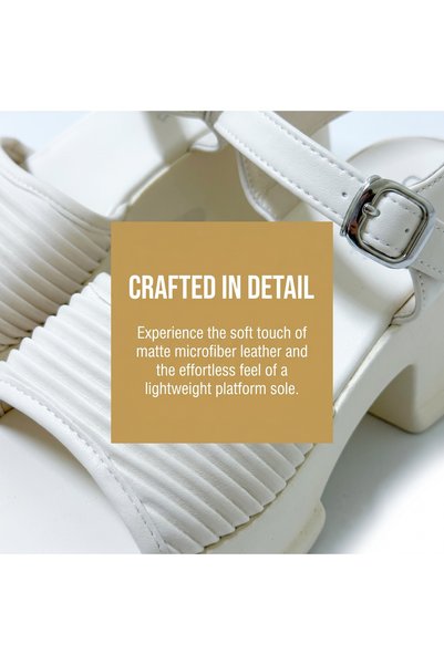 Dhiaa Walk Women’s Chunky Heel Platform Sandals - Pleated Strap Ankle Buckle Wedge Sandals for Saudi Summer