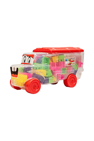 Huby Toys Set cuburi de construit pentru copii Camion transparent cu piese mu...