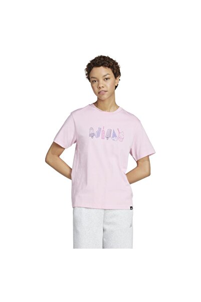 adidas Tricou de damă cu mânecă scurtă, cu imprimeu cu mâncare, pentru relaxa...