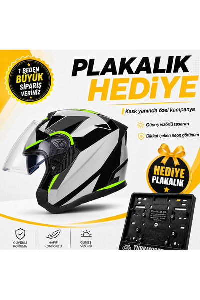 TÜRKMOPET RHKC Güneş Vizörlü Açık Yazlık Kask + Plakalık