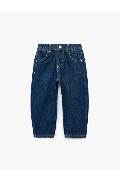 Koton Pantaloni din denim din bumbac, cu talie ajustabilă, elastică, în formă...