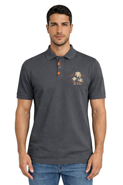Arma Ar-Ma Men's Polo Collar T-Shirt Picture Printed Knitted Fabric Regular F...