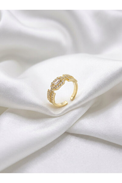 Evorya Women's Gold Baguette Zircon Stone Ring