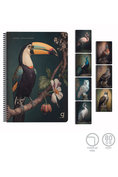 Gıpta Natura Spiralli Karton Kapak Defter A4 80 Yaprak Çizgili 7057 (Karışık ...