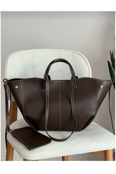 OEMS Women's Hand and Shoulder Bag Dark Brown