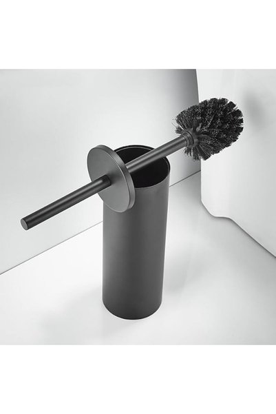 OEM Perie pentru WC tip vatră, din oțel, independentă, solidă, clasică, neagră, 39,8 cm
