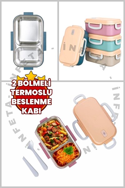 İnfeta 1 komad čeličnog termosu sa 2 odjeljka, nepropusni kontejner za ručak ...