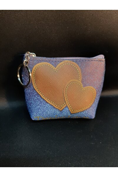 MRYart Blue Color Heart Figured Wallet Keychain