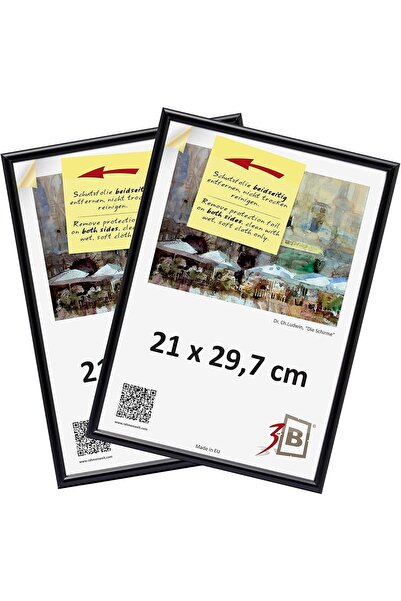 OEM Rama foto din lemn A4 21x30 cm, set de 2 bucăți, elegantă, neagră