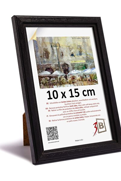 OEM Rama foto din lemn, elegantă clasică, 10x15 cm, cu suport, neagră