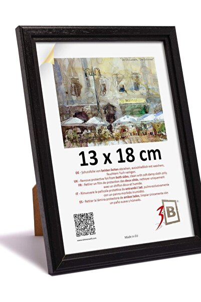 OEM Rame foto din lemn Vintage clasic cu stativ 13x18 cm Negru