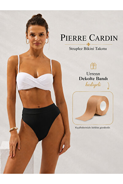 Pierre Cardin Straplez Bikini Takımı — Yüksek Bel, Push-Up Dolgulu -Urrenn Ba...