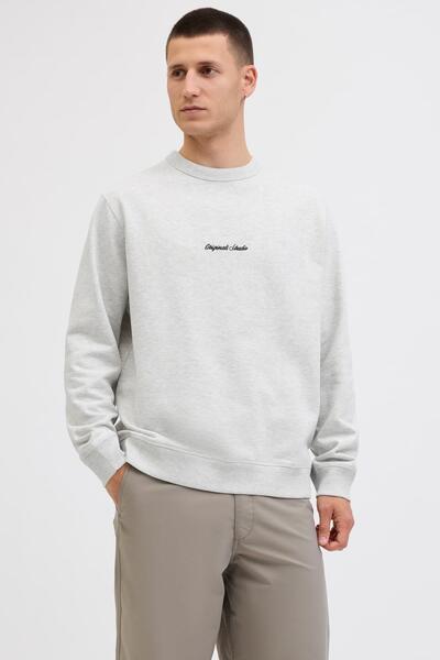 Jack & Jones JORNORREBRO Мъжки суичър с кръгло деколте и бродирани детайли