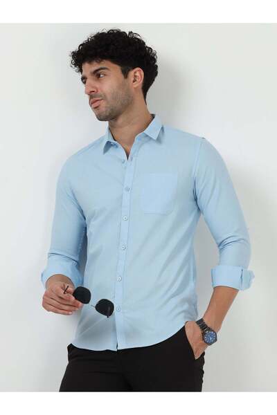 THE SOUTHZ Premium Oxford Solid Light Blue Full Sleeve Shirt
