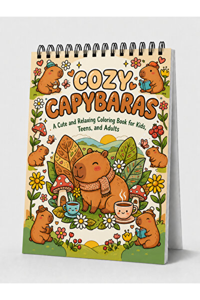 Pembe Yayınevi Capybara Boyama Kitabı - Çocuklar İçin Boyama Kitabı - Cozy Bo...