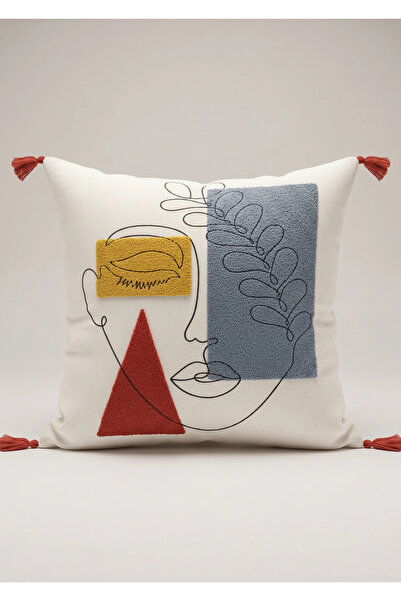 Comfort Craft Husă de pernă decorativă din pânză Buldan brodată Punch - 43x43 cm