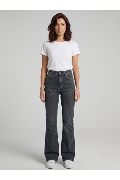 ENZİM JEANS Дамски дънки с висока талия и разкроени крачоли / разширени крачоли