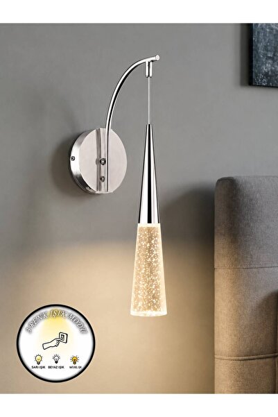 bella lighting Luxury Sarkıt Cam LED Aplik 3 Renk Modlu Elektrikli Pilli Deği...