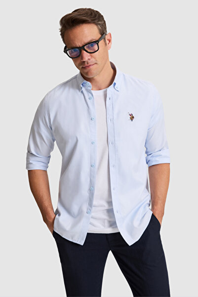 U.S. Polo Assn. Erkek Açık Mavi Uzun Kollu Basic Gömlek 50332757-VR003