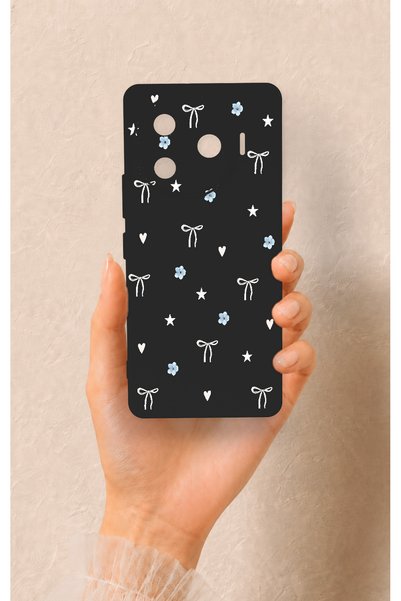 Vip Case Tecno Camon 30 Pro 5g Compatible Mini Bow Black Patterned Silicone Case