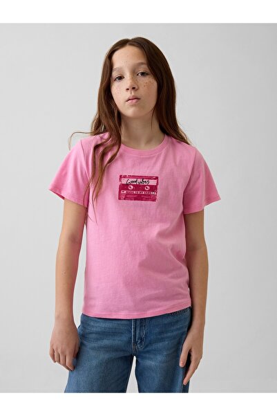 GAP Kız Çocuk Pembe Grafik Baskılı T-Shirt