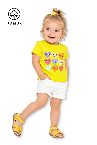 difa kids Baby Girl Emoji Printed Casual Short Sleeve Summer T-Shirt