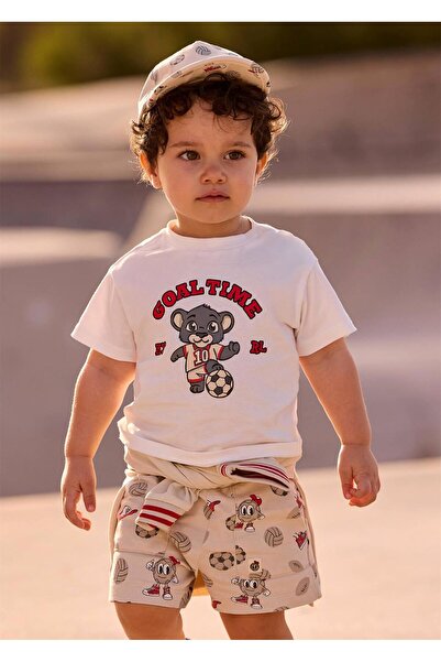 MAYORAL Baby Boy Patterned Bermuda Shorts Cream 1218