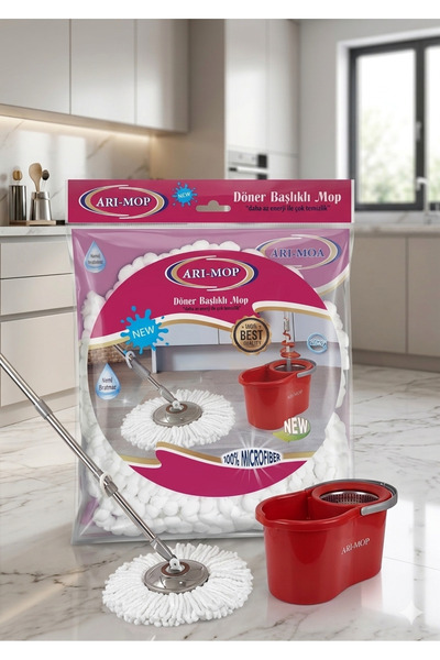 ARI MOP ARI-MOP 360° Döner Başlıklı %100 Mikrofiber Yedek Mop Paspas