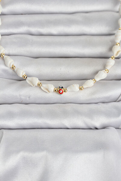 Lisinya Natural Sea Shell Stringed Colorful Evil Eye Model Necklace -