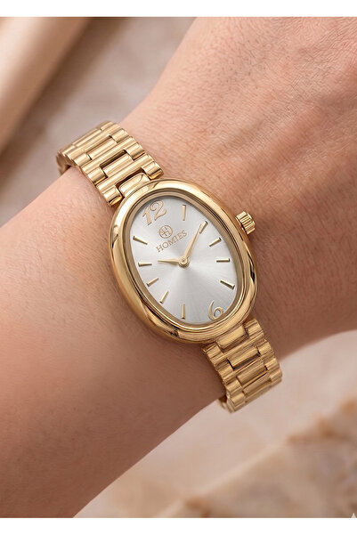 Homies Women's Gold Metal Cord Oval Case White Dial Wristwatch with 2 Years W...