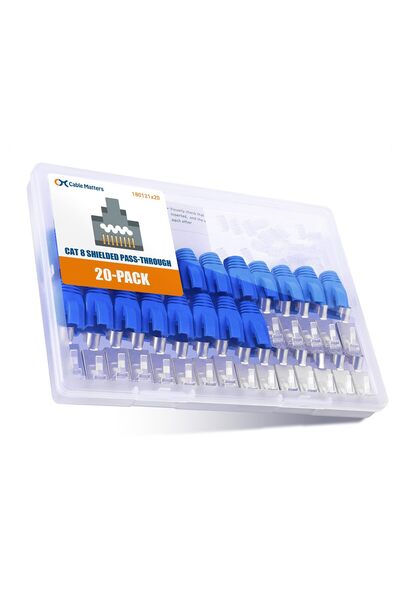 Cable Matters Conectori Cat8 Cat7 Cat6A, pachet de 20, RJ45 Pass-Through – Nu...