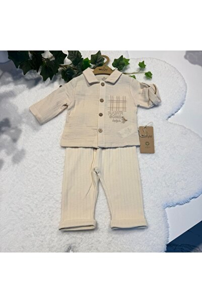 Bistyle Boy's 2-Piece Muslin Set Shirt & Pants - Gots Certified Organic Cotto...