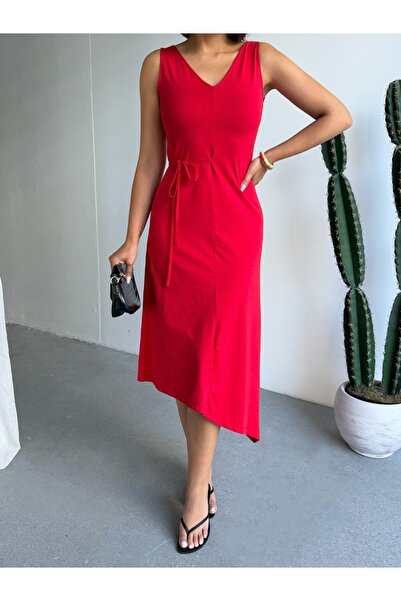 CrepTekstil Rochie midi asimetrică pentru femei Crep – Rochie de vară cu deco...