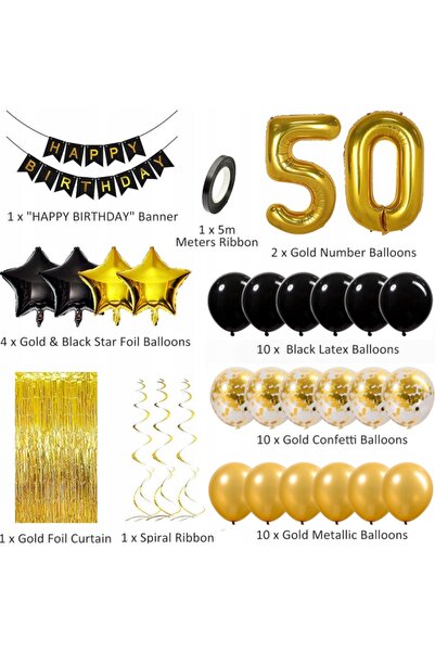 SNM Set Baloane, SNM, Decoratiuni Aniversare 50 Ani, Set 45 Piese Cu Perdea A...