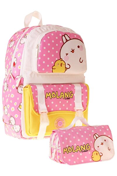 KAUKKO Set rucsac și geantă pentru creion pentru copii Molang roz - galben, p...