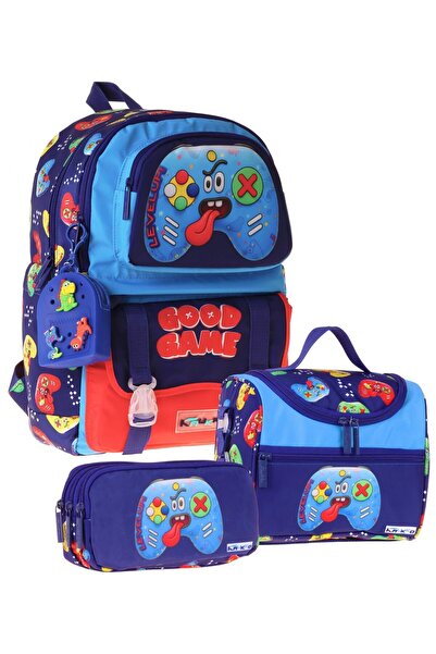 KAUKKO Kids Good Game (Navy Blue - Red Color) Boys' Triple Primary School Bac...