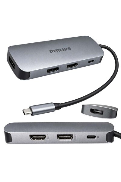 Philips SWR1602T/93 USB-C 7'si 1 Arada 8K DP + Dual 4K HDMI 100W PD Çok Fonks...