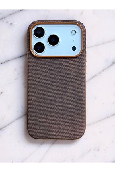 HYPERSOFT Iphone 17 Pro Max (6.9 inç) Uyumlu Kot Dokulu Denim Jeans Lux Magsa...