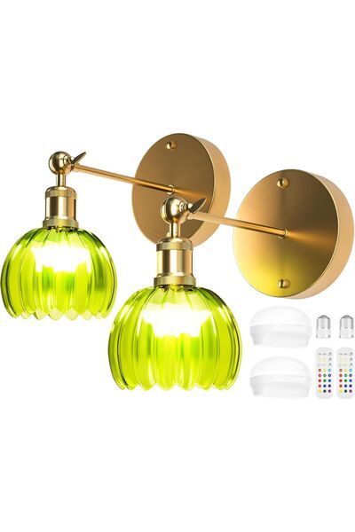 OEM Lampa Tulipan Aplica de Perete Pilot Set 2 Bucăți Vintage Verde