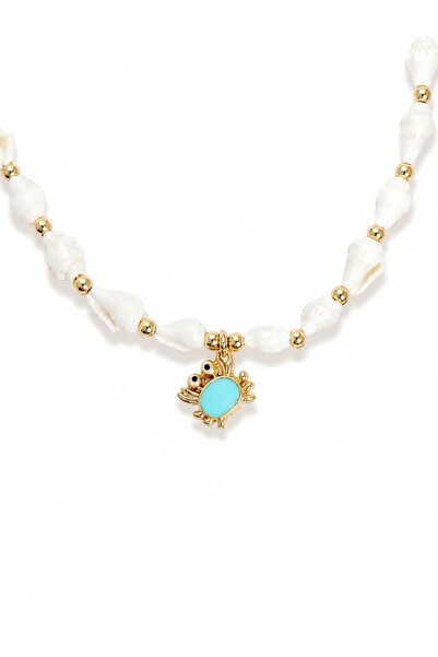 serelya Natural Sea Shell Stringed Blue Crab Model Necklace