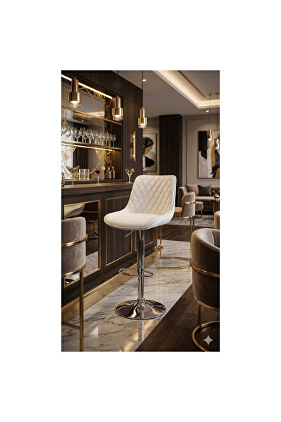 shopandshop Adjustable Barstools Swivel Counter Stool Leather Bar Chair (white)