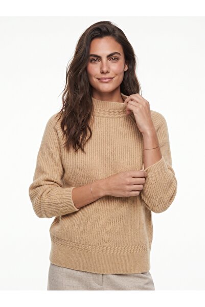 ONLOOX Beige Soft Textured Knitwear Crew Neck Raglan Sleeve Knitted Patterned...