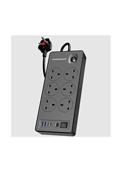 Powerology 6AC 2990W Power Strip PD 20W Black