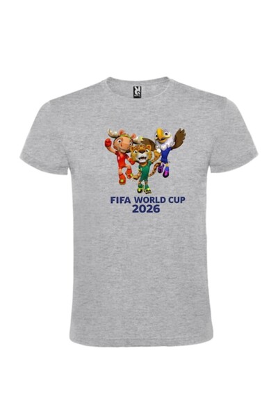 CRD PRINT Tricou unisex personalizat "Mascota FIFA World Cup 2026", Gri