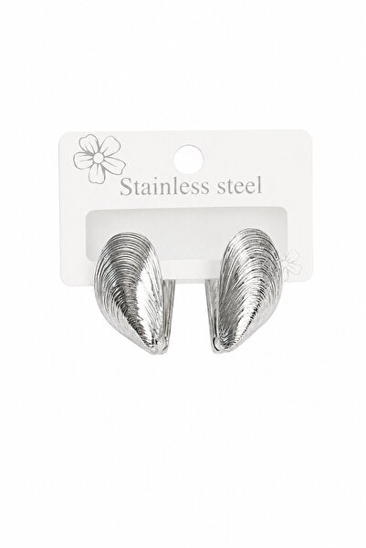 serelya 316L Steel Silver Color Mussel Model Women's Earrings