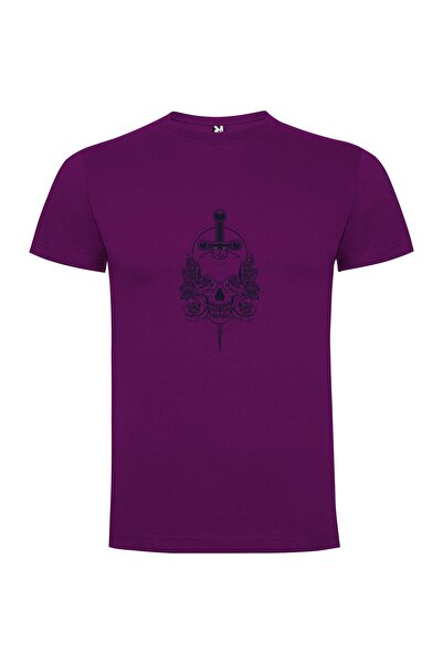 iLovePrints Roses & Swords Skull Tshirt