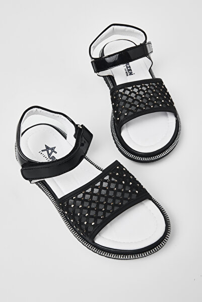Tonny Black Çocuk Unisex Siyah Çoçuk Taşlı Sandalet